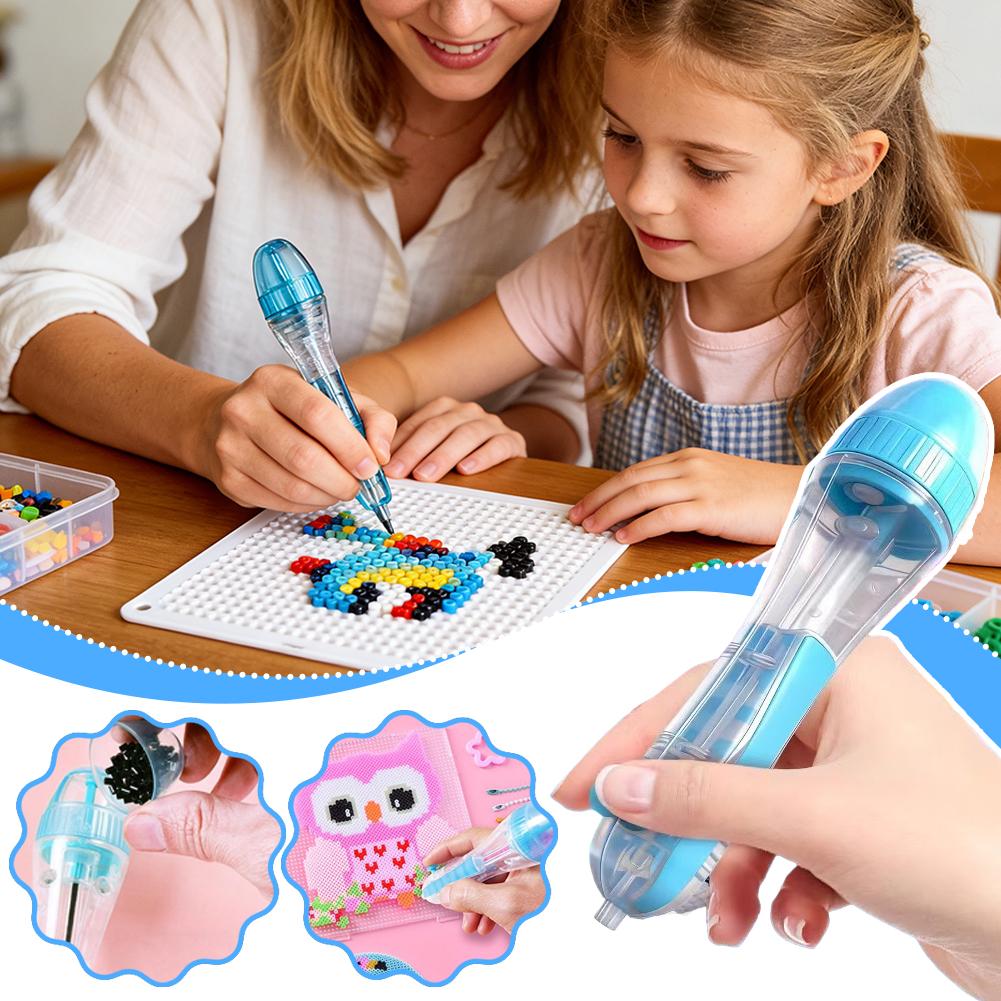 Tools Workshop Kids - ปากกาลูกปัดเพิร์ลเลอร์ ชุดเครื่องมือ DIY สำหรับเด็ก ตัวกดอัตโนมัติ อุปกรณ์ร้อยลูกปัดแบบอัพเกรด