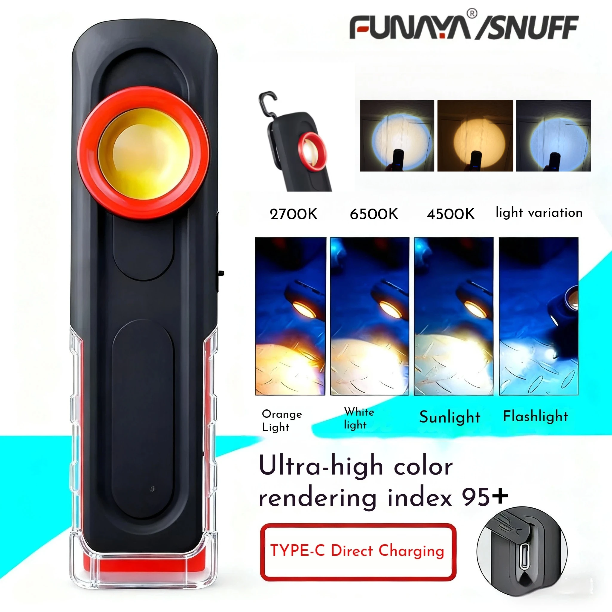 Tools Work - ไฟฉายพกพา FUNAYA สำหรับงานดูแลรักษารถยนต์ ตรวจสอบสีรถยนต์ พร้อมที่จับแม่เหล็ก สำหรับซ่อมรถยนต์