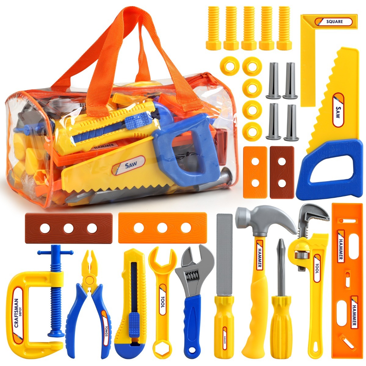 Tools Workshop Kids - ชุดของเล่นจำลองงานซ่อมบำรุง วัสดุพลาสติก สำหรับเด็กอายุ 3 ปีขึ้นไป เกมการศึกษาแบบมอนเตสซอรี่