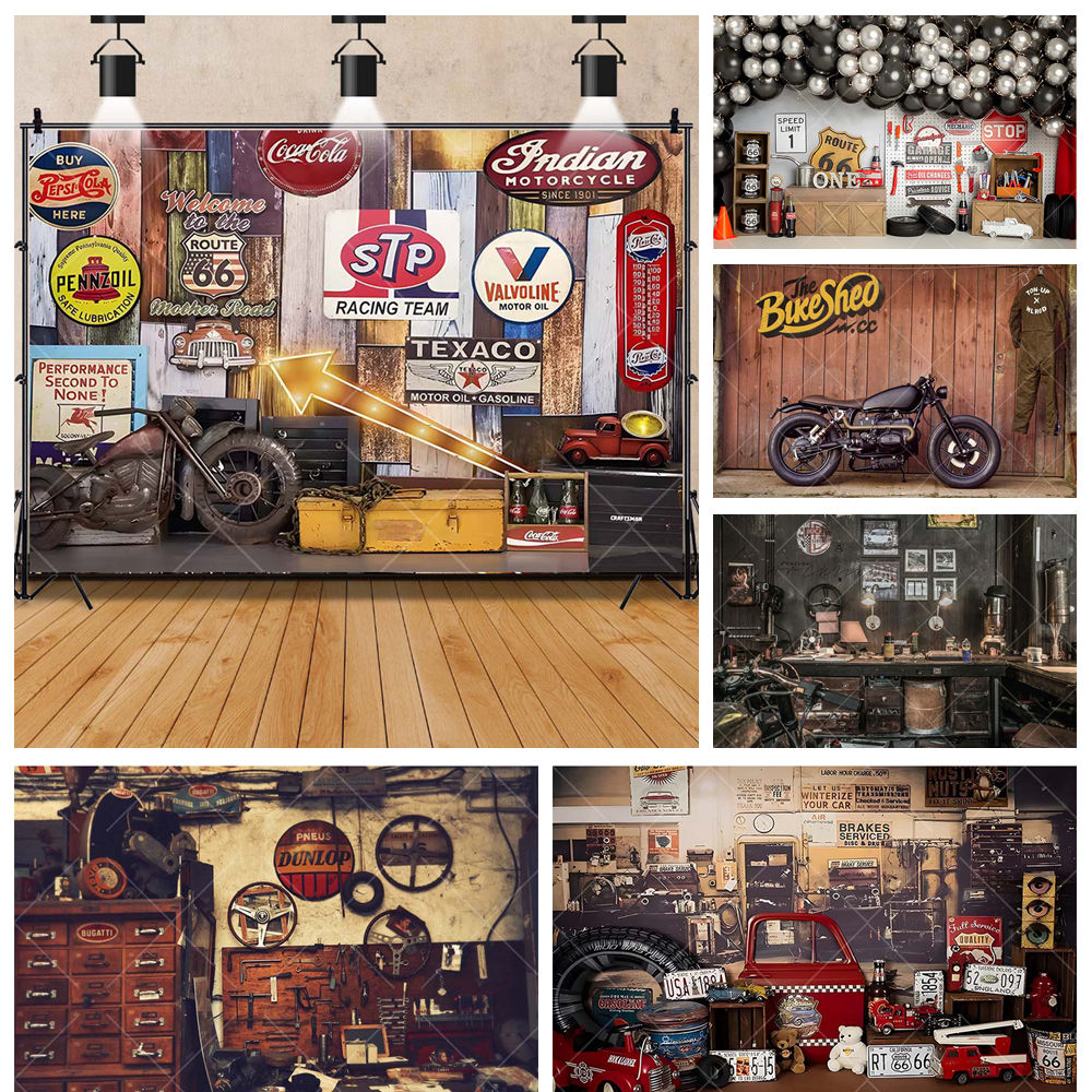 Tools Workshop Kids - Retro รถจักรยานยนต์ซ่อมรถยนต์โรงรถเครื่องมือ Workshop Cool Boys เด็กวันเกิด