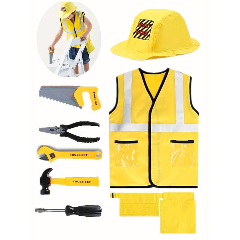 ชุดเสื้อกั๊กคนงานก่อสร้างสําหร - Tools Workshop Kids บทวิจารณ์และราคา
